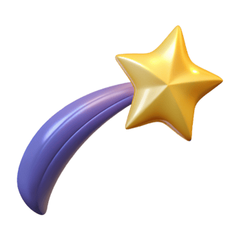 vibrant creative 3D Render Golden Star Shooting Star 4K png