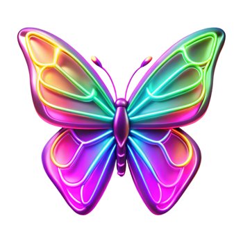stunning modern Vibrant Neon Butterfly 3D Illustration professional png