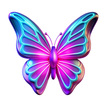 extraordinary contemporary Neon Butterfly 3D Render 4K png
