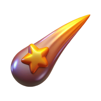 extraordinary traditional 3D Render Golden Star Comet Illustration detailed png