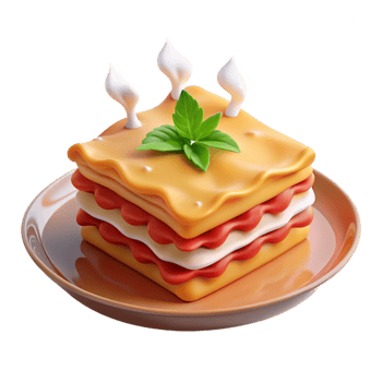 elegant abstract 3D Render Lasagna Illustration authentic png