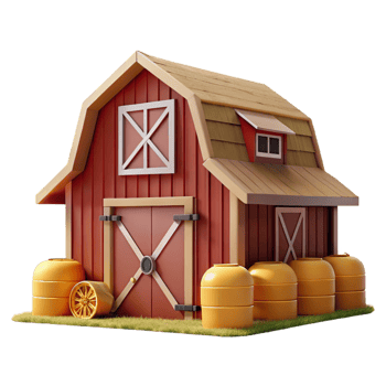 serene rustic Cartoon Farm Barn 3D Render high resolution png