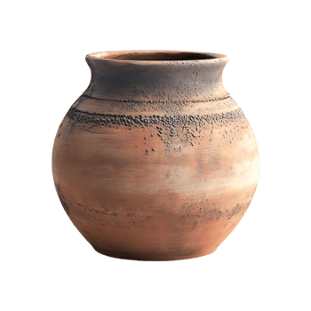 A brown clay pot on transparent background png