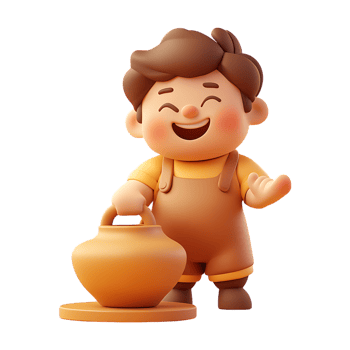 Cartoon boy watering pot on transparent background png