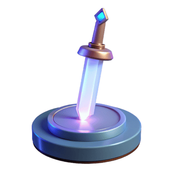 vibrant modern Glowing Crystal Sword 3D Render high quality png