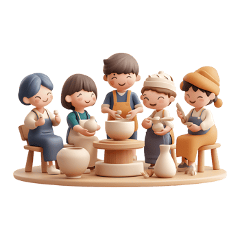 People making pottery items png