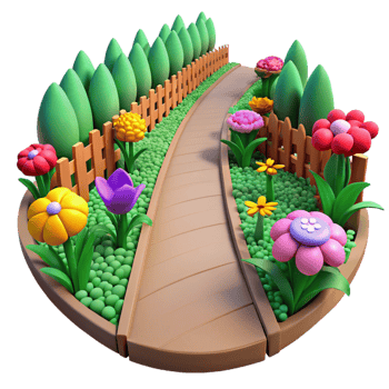 stunning artistic 3D Cartoon Garden Path Illustration premium png