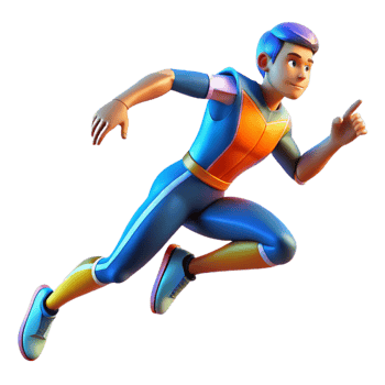 serene rustic 3D Illustration Dynamic Running Boy 4K png