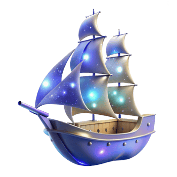 impressive artistic Starry Sailboat 3D Illustration genuine png