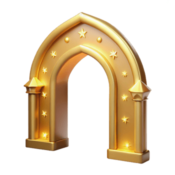 beautiful minimalist Golden Archway 3D Render detailed png