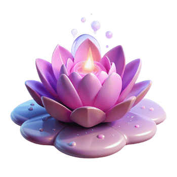 beautiful modern 3D Lotus Flower Candle Illustration professional png