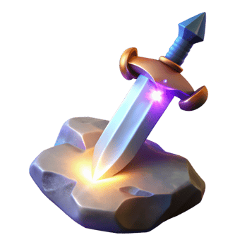 beautiful minimalist Glowing Fantasy Sword in Stone 3D Render premium png