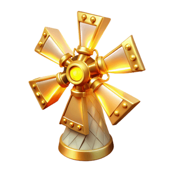 impressive rustic Golden Windmill 3D Render genuine png
