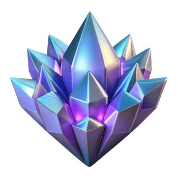 beautiful minimalist Iridescent Crystal Cluster 3D Render detailed png