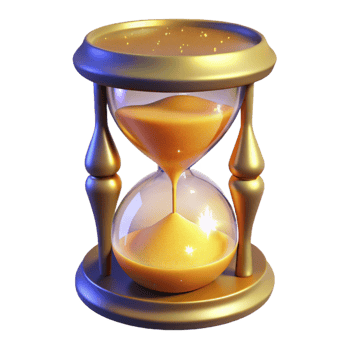 elegant artistic Golden Hourglass 3D Render genuine png