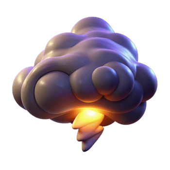 serene abstract 3D Cartoon Cloud with Lightning Illustration high resolution png