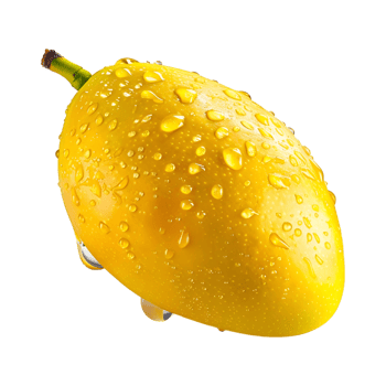 A yellow mango with water droplets on it png