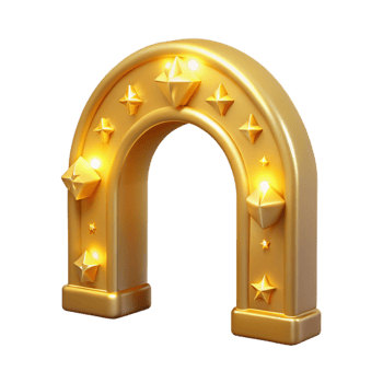 wonderful modern Golden Arch 3D Render 4K png