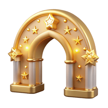 elegant traditional Golden Star Arch 3D Render original png