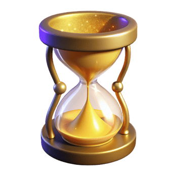beautiful vintage Golden Hourglass 3D Render 4K png