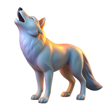 serene artistic 3D Render White Wolf Howling authentic png