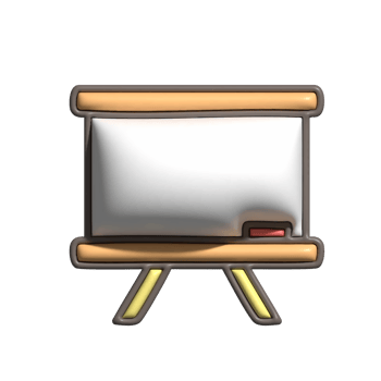 3D Whiteboard Icon Glossy Presentation Board with Marker Symbol png