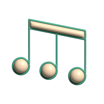 3D Musical Notes Icon Beige Triple Eighth Notes with Glossy Design png