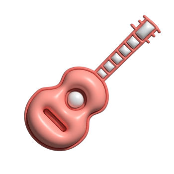 3D Pink Acoustic Guitar Icon Music Instrument Illustration png
