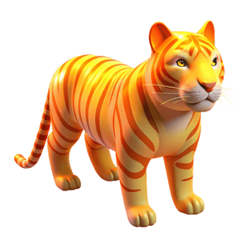 extraordinary abstract Cartoon Tiger 3D Render premium png