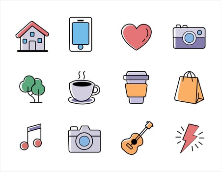 A colorful set of some regular icon vector