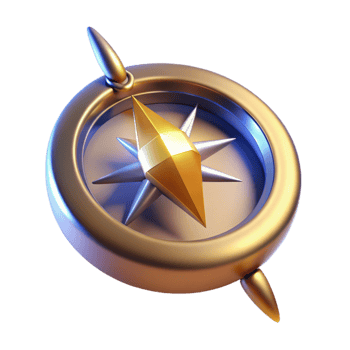 vibrant vintage Golden Compass 3D Illustration detailed png
