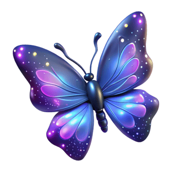 beautiful minimalist Glowing Butterfly 3D Illustration authentic png