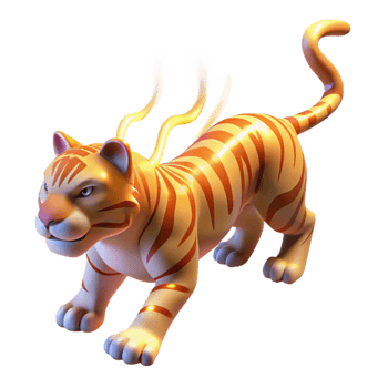 dramatic abstract 3D Render Fiery Tiger Illustration original png