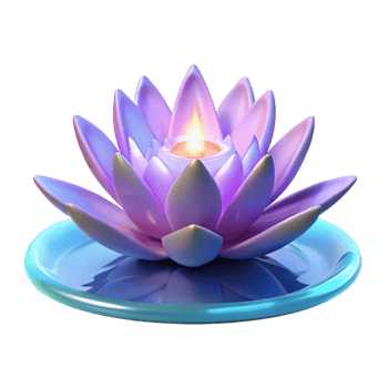 serene classic 3D Lotus Flower with Candle genuine png