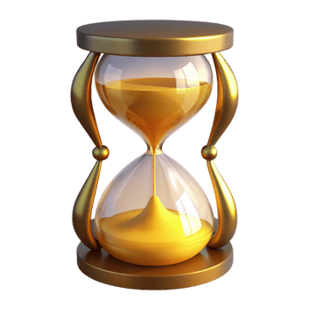 vibrant rustic Golden Hourglass 3D Render high quality png