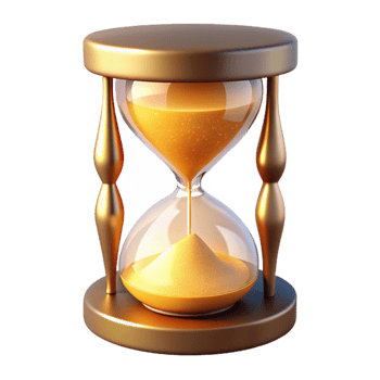 vibrant rustic Golden Hourglass 3D Render high resolution png