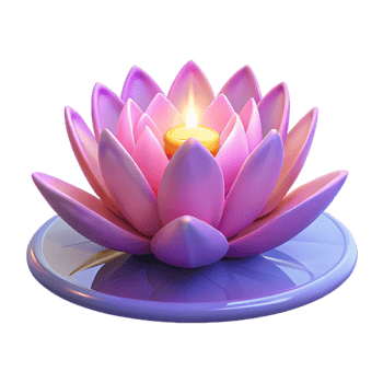 vibrant artistic 3D Lotus Flower Candle Illustration premium png