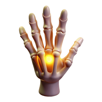 stunning abstract 3D Illustration of Hand with Glowing Joint Pain high quality png