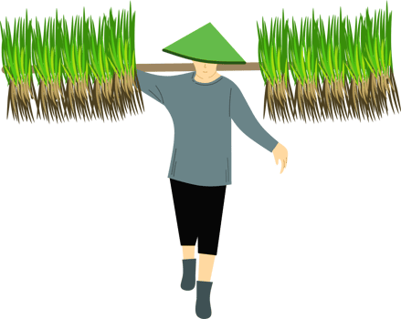 A farmer carries rice clipart png