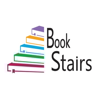 book stairs logo library for bookstores, book companies, publishers, encyclopedias, libraries, education, digital books, vectors