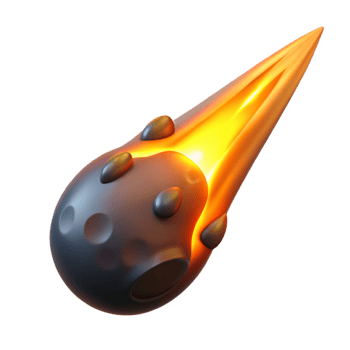 vibrant modern 3D Meteoroid Illustration Fiery Trail Space Rock high resolution png