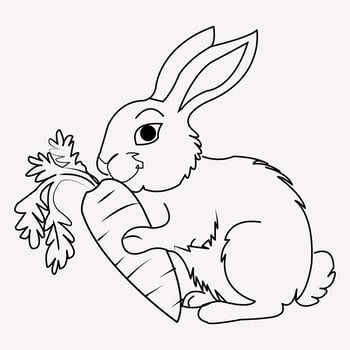 A cute rabbit eating carrot vector