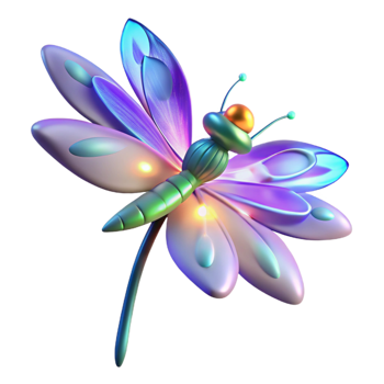 impressive classic Iridescent Dragonfly 3D Render original png
