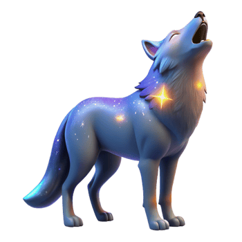 beautiful artistic Celestial Wolf 3D Render high quality png