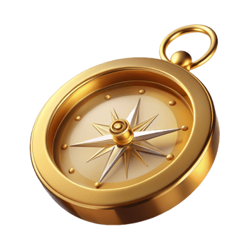 serene modern Golden Compass 3D Illustration premium png