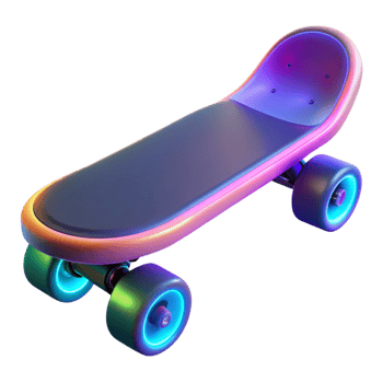 elegant modern Neon Skateboard 3D Render high quality png