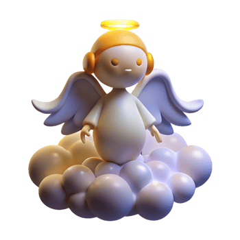 beautiful rustic Cute 3D Angel on Clouds Illustration professional png
