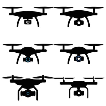 Aerial Drone Silhouette Set vector