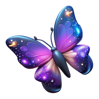 dramatic rustic Glowing Galaxy Butterfly 3D Render premium png