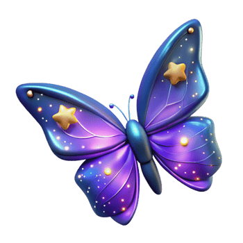 wonderful abstract 3D Render Starry Butterfly Illustration premium png